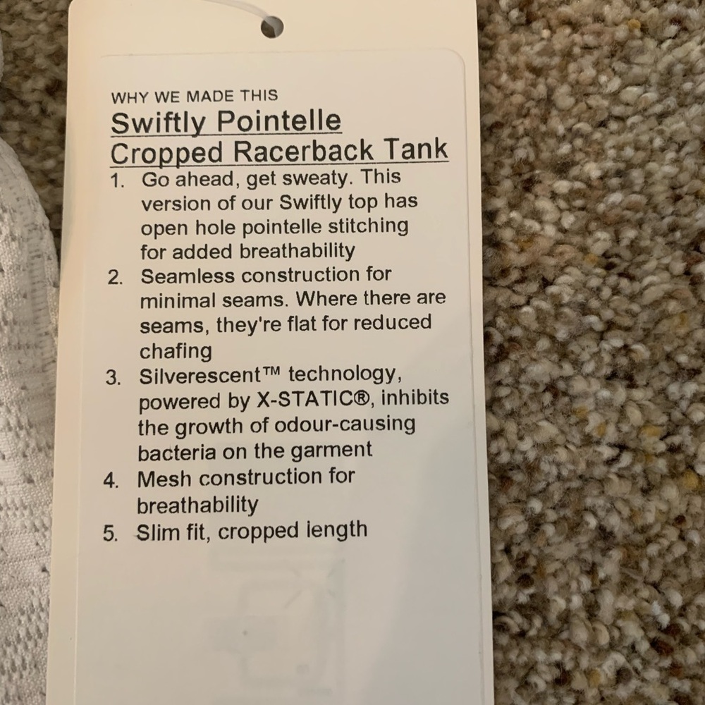 NWT Lululemon Swiftly Pointelle Cropped Racerback Tank - Picture 2 of 3